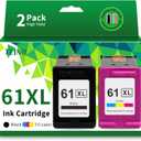 61XL 61 Ink Cartridge Combo Pack Replacement for HP Ink 61 61XL Ink Cartridges for HP Printers Envy 4500 5530 4502 Officejet 4630 Deskjet 2540 3510 Ink 61, 2-Pack