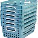 Really Good Stuff Medium Plastic Book Baskets, 11" x 7.5" x 4.5", 6 Pack, Water, Versatile Storage Solution for Classroom, Home and Office, Toy Storage, Multi-Purpose