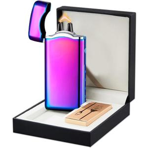 SKRFIRE Rechargeable Plasma Arc Lighter  Windproof Electric Lighter with Upgraded Dual Arc, Digital Battery Display & Touch Ignition for Outdoor, Candle & BBQ Use (Color Ice) (Clean Colour)