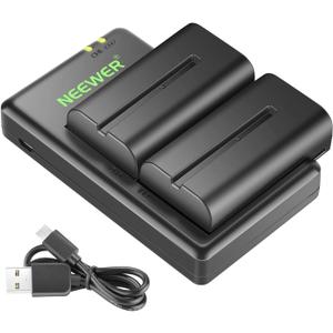 Neewer NP-F550 Battery Charger Set Compatible with Sony NP-F970 F750 F770 F960 F550 F530 F330 F570 CCD-SC55 TR516 TR716 TR818 TR910 TR917, Led Light/Monitor/Camera Slider (2 Pack, Black)