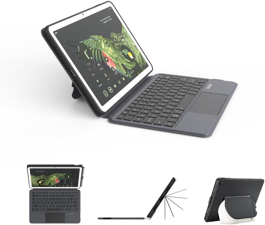EIP Magnetix Keyboard Case for Google Pixel Tablet 11 inch (2023), Adjustable Viewing Angle, Detachable, Easy Carry, Protective Cover Compatible with Speaker Dock, 7 Backlight Color, US Layout (US Layout Black)