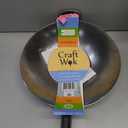 Craft Wok Traditional Hand Hammered Chinese Carbon Steel Wok with Wooden and Steel Helper Handle (14 Inch, Round Bottom Pow Wok Pan) 