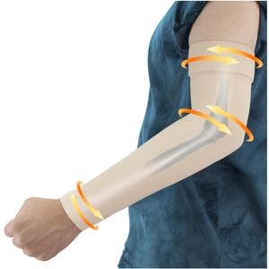 Hiball Lymphedema Medical Compression Arm Sleeve for Men Women, 20-30 mmHg Graduated Compression Full Arm Support with Silicone Band, Long Circulation Pressure Arm Brace for Arthritis, Bursitis, Edema (XX-Large, Beige (Single))