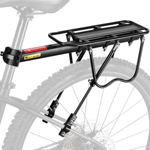 West Biking 110Lb Capacity Almost Universal Adjustable Bike Cargo Rack Cycling Equipment Stand Footstock Bicycle Luggage Carrier Racks with Reflective Logo (Black)