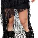 BEAUDRM Women's Floral Lace Mini Skirt Boho Drop Waist Ruffle Flowy Skirt Casual Western Summer Vacation Outfits, Large