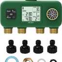 MOES 4 Zone Water Timer for Garden Hose, Heavy Duty Solid Brass Inlet & Outlets, Programmable Sprinkler Timer Battery Operated, 4 Way Faucet Valve with Sequential Watering (Non-WiFi)