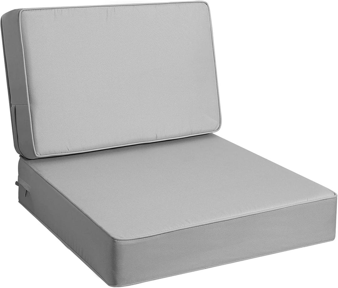 AAAAAcessories Outdoor Deep Seat Cushions, Foam Pillow, Fade-Resistant, Waterproof Patio Furniture Replacement Cushions, 24" x 24" x 5", Gray