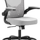 Office Chair, Ergonomic Desk Chairs 330LBS Capacity High Back Mesh Computer Chair with Flip-up Armrests, Comfy Work Chair with Adjustable Lumbar Support, Rolling Chair Black Grey