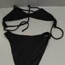 SUUKSESS Women High Waisted Triangle Bikini Sets Textured O Ring 2 Piece Swimsuit (Small, 178 Black)