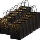 Nicunom 60 Pack Paper Gift Bags, 8.3 x 5.9 x 3.1 Inch Black Gold Gift Bags Shopping Bag Bulk Kraft Paper Bag Party Favor Bag for Wedding Birthday Halloween Thanksgiving Christmas