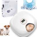 Automatic Cat Feeder Wireless, Sharper Image Auto Cat Food Dispenser for Wet Food with 2 Ice Packs, Rechargeable Auto Feeder for Cats with Programmable Timer Low Battery Indicator, White