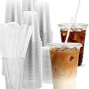 Goodluck 100 Pack 16oz Plastic Cups with Lids and Straws, Clear Disposable Iced Coffee Cups, Food Safe Cold Drink Cups for Bubble Tea, Smoothies & Shakes, BPA Free