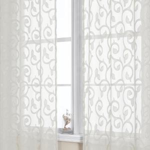 OWENIE Furman Ivory Sheer Curtains 96 inches Long for Bedroom Living Room 2 Panels Set, Light Filtering Soft Semi Sheer Jacquard Clip Farmhouse Curtains Rod Pocket Design, 40Wx96L inch