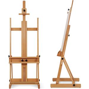 VISWIN Large H-Frame Easel for Painting 53"-91" H, Adjustable Solid Beech Wood Heavy Duty Easel Stand with Storage Tray, Hold Canvas up to 78", Art Easel for Adults, Artists - Natural