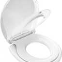 Toilet Seat with Toddler Seat, Potty Training Toilet Seat Round 2 in 1 Soft Close Quiet No Slapping, Magnetic Absorption, Easy to Install and Clean,White