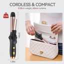 Cordless Curling Iron Travel Mini Curling Iron USB Rechargeable 4000 mAh 3 Temp Setting Ceramic Curling Wand