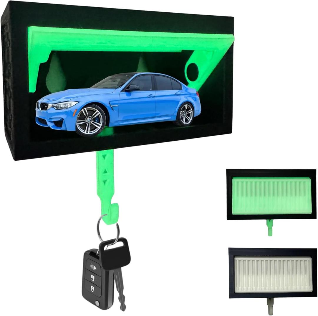 Car Garage Key Holder, for Hot Wheels or Matchbox Cars, Weighted ensures to Closure, Glow-in-The-Dark Key Hook & Garage 3D Printed