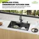 Black Kitchen Sink, 30x18 Inch Stainless Steel Undermount Modern Single Bowl Kitchen Sink Combo-Silicon Mat,Drain Strainer Set Offering Large Basin And Compatibility With Various Kitchen&Bar Style, 30x18x9 inches
