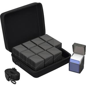Brappo 200+ Hard Portable Card Deck Cases, Compatible MTG, TCG and Sport Cards etc. Game Cards, Set Contains 12 Pack Clear Card Storage Boxes and one card box storage bag.(No Cards) (Black, 12 pack)