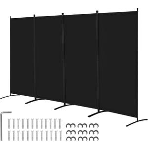 VEVOR Room Divider, 4 Panel Room Divider, Folding Privacy Screen and Portable Partition Divider for Room Separation, Freestanding Room Partitions for Office, Bedroom, Study, Black