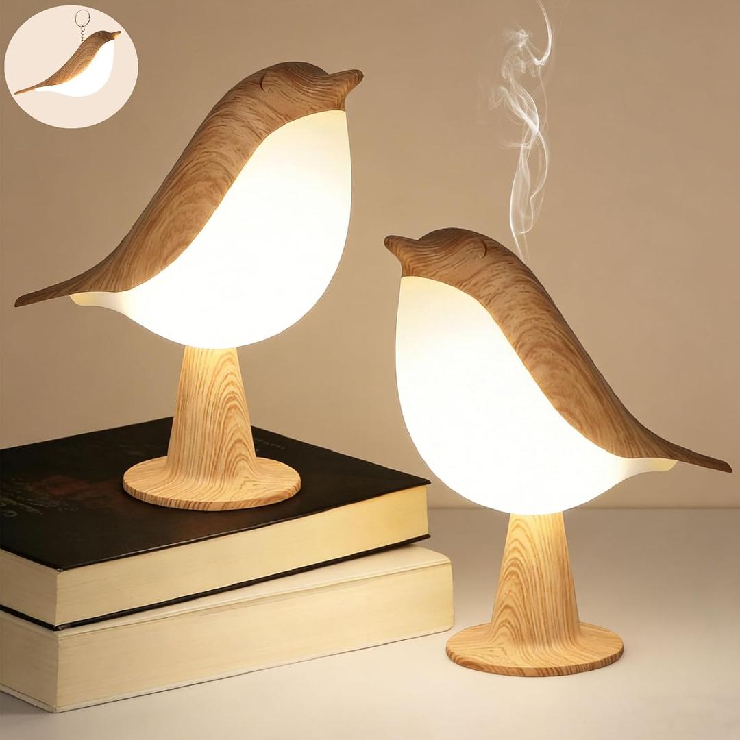 VoMii Bird Desk Lamp Set of 2, Small Table Lamp Cordless Touch Dimmable Night Light with 3 Color Temperature, Rechargeable Decorative Lamps for Bedroom Bedside Nightstand, Desk Decor, Bird Gifts