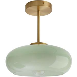 Milk Ceiling Light mid Century Modern Ceiling Light fixtures with Milk Green Glass Shade Gold Semi Flush Mount Ceiling Light, Vintage Glass Ceiling Lamp Hallway Dining Room Kitchen