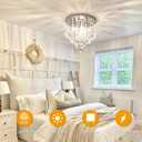 3-Light Modern Small Chandelier G9 Base, Mini Crystal Flush Mount Ceiling Light Fixture Silver Finish, Ideal for Bedroom, Kitchen, Closet, Bathroom, Hallway (Chrome)