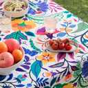 joybest Indoor Outdoor Tablecloth with Umbrella Hole and Zipper, Paisley Print Patio Table Cover Waterproof Fabric Tablecloth for Spring Summer, Picnic, 60 x 84 Rectangle/Oblong