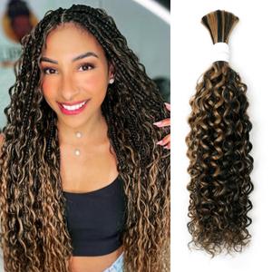 Water Wave Curly 1B/30 Human Braiding Hair 100g One Bundle/Pack Bulk Human Hair for Braiding No Weft Micro Human Hair Braiding Hair Wet and Wave for Boho Braids (16 inch, Water Wave 1B/30)