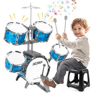 Kids Drum Set 5 Piece Drums Set for Toddlers 3-5, Toddler Musical Instrument Toys Percussion Birthday for 3 4 5 6 7 8 Years Old Kid Girls Boys