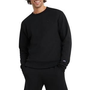 Champion Men's Powerblend Fleece Crew, Double Logo (Black)