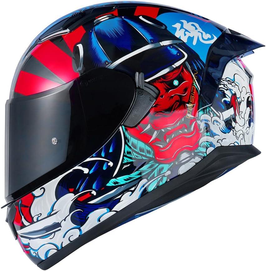 HAX Obsidian Full Face Dual Visor Adult Motorcycle Helmet for Motorbike Street Bike with Pinlock Ready DOT Approved Samurai Red S (S)