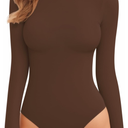 MANGOPOP Tank Top Body Suits Women Sexy Crew Neck Racerback Halter Ribbed Sleeveless Bodysuit for Women Long Sleeve, Size Medium 