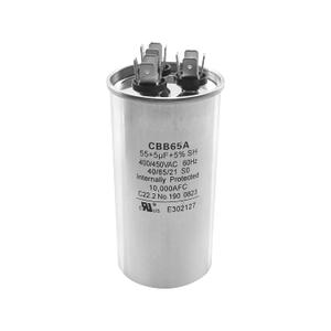 55 + 5 uF 55 + 5 MFD ±5% 370 VAC Dual Run Round Start Capacitor for AC Unit Fan Motor Start, Heat Pump, Condenser Straight Cool. Compatible with GE # C3555R / 97F9815