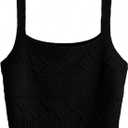 SweatyRocks Women's Sleeveless Solid Knit Straps Crop Tank Tops (Black), Large