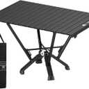 Camping Table Folding, Small Camping Table with Load 380lbs, Portable Roll up Aluminum Foldable Table with Carry Bag for Outdoor, Picnic, Camping, Black
