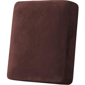 H.VERSAILTEX Velvet Stretch Couch Cushion Cover Plush Cushion Slipcover for Chair Cushion Furniture Protector Seat Cushion Sofa Cover (1 Piece Armchair Cushion Covers, Brown)