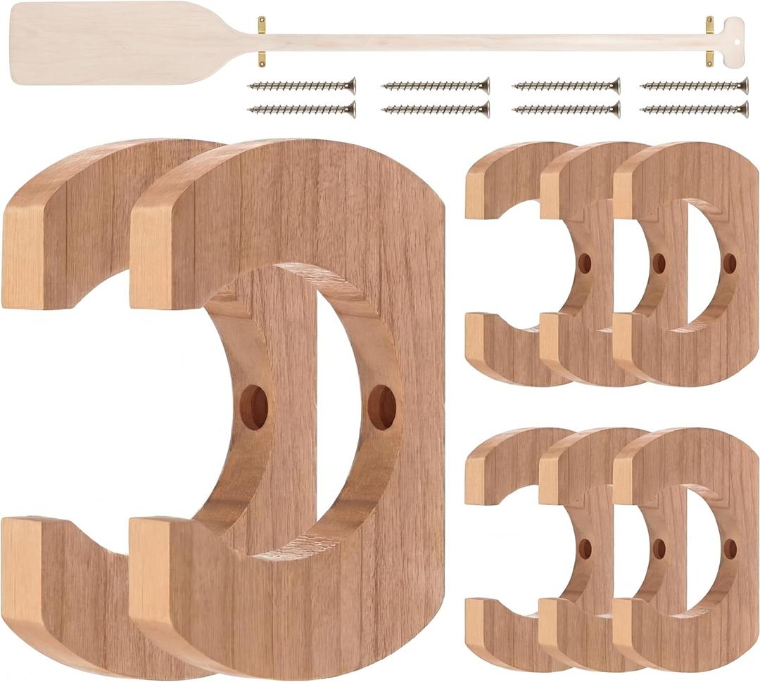 DaisyInner 4 Pcs Wooden Paddle Holder Paddle Hangers Paddle Wall Racks Paddle Storage Keeper Hanging Oar Wall Decor Paddle Board Accessories for Kayak Sup Canoe Dragon Boat Paddles