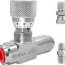 1/4" NPT Hydraulic Flow Control Valve, 5000 PSI | One-Way Adjustable Speed Throttle Check Valve with 2 Pipe Adapters for Cylinder Control