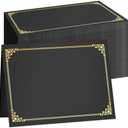 SUNEE Certificate Holders, 100 Packs Black Diploma Holders, Certificate Covers with Gold Foil Border for Letter Size 8.5 x 11 Certificate Paper, Cardstock, Award, Graduation, Documents