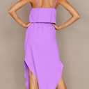 Women's Adjustable Strappy Split Summer Beach Casual Midi Dress (Purple, XL)