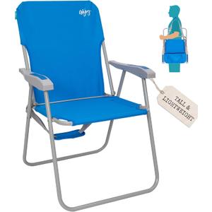 #WEJOY Folding Beach Chair for Adults, Lightweight Beach Chair with Shoulder Straps, High Back Camping Chairs with Hard Armrest, Supports 300lbs for Outdoor Lawn Concert