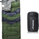 MalloMe Sleeping Bags for Adults Cold Weather & Warm - Backpacking Camping Sleeping Bag for Kids 10-12, Girls, Boys - Lightweight Compact Camping Essentials Gear Accessories Hiking Sleep Must Haves (32-65F Plush Comfort - Green)