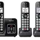 Panasonic Cordless Phone with Answering Machine, Advanced Call Block, Bilingual Caller ID and High-Contrast Display, Expandable System with 3 Handset Cordless Telephones - KX-TGD833M (Metallic Black)