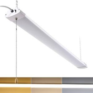 1 Pack 4 Foot LED Shop Light, 4FT 48W Linkable LED Shop Light for Garage, 3000K&4000K&5000K Selectable LED Integrated Ceiling Light Fixture,Hanging&Ceiling Mounting with Pull Chain, 43.94inx3.74inx1.42in