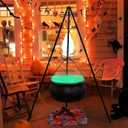 Halloween Decorations - Large Witches Cauldron on 31" Tripod with Lights - Black Plastic Bowl Decor - Hocus Pocus Candy Bucket Decoration for Indoor Outdoor Home Room Porch Yard Lawn Party Outside