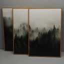 SHENIFY Green Fog Pine Tree Forest Canvas Wall Art Large 16x24in Framed Nature Modern Artwork Prints Decor - Natural Framed