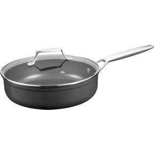 MsMk 3.5 Quart Deep Frying pan, 10-inch Durable pans for refreshing old saute pan with lid, Deep and straight edge, Easy Clean-Up, Even Heating, Comfortable Handling, Induction Compatibility,