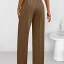 ZESICA Women's Wide Leg Dress Pants 2026 High Waisted Business Casual Palazzo Pants Work Office Slacks Trousers (Brown, S)