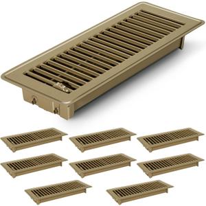 2 PCS Floor Vents Floor Registers 4x12 inch, Heavy Duty Metal Heat Air Vent Covers 4 X 12 with Rust Proof Finish for Home Office Wall Floor Registers Grilles & Vents (2, Brown, 4x12 Inches)